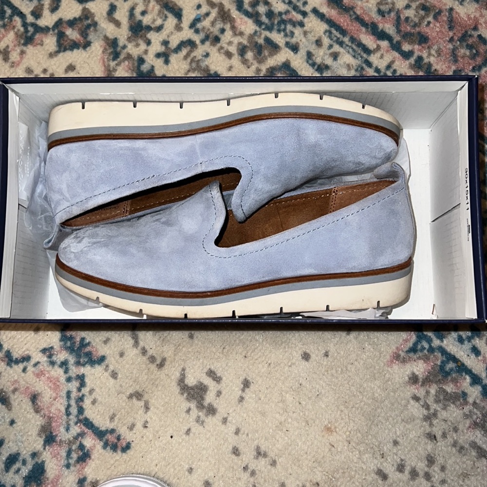 Calson blue suede slip on shoes casual shoes